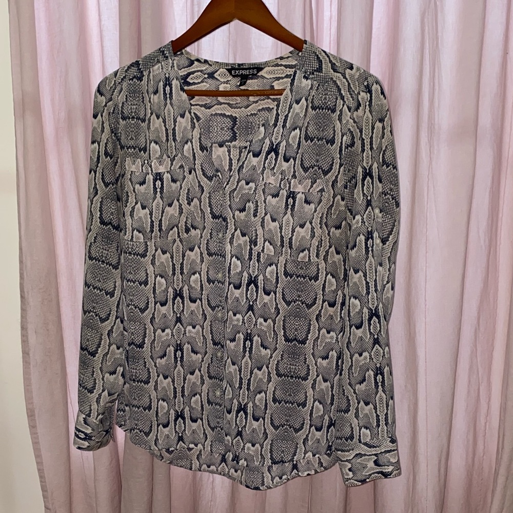 Snake print, v neck blouse